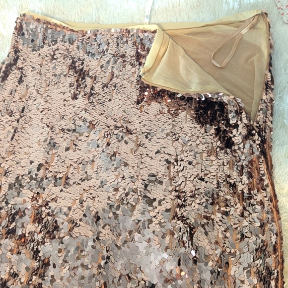 Vintage "NWT","Free People", Maxi Rose Gold Sequence Long Skirt - Picture 9 of 9